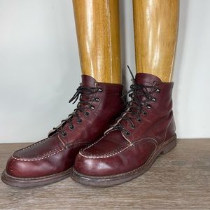 Redwing Heritage Moc Toe 213 Leather Boots, Size 9D, Oxblood, Made In USA, Rare